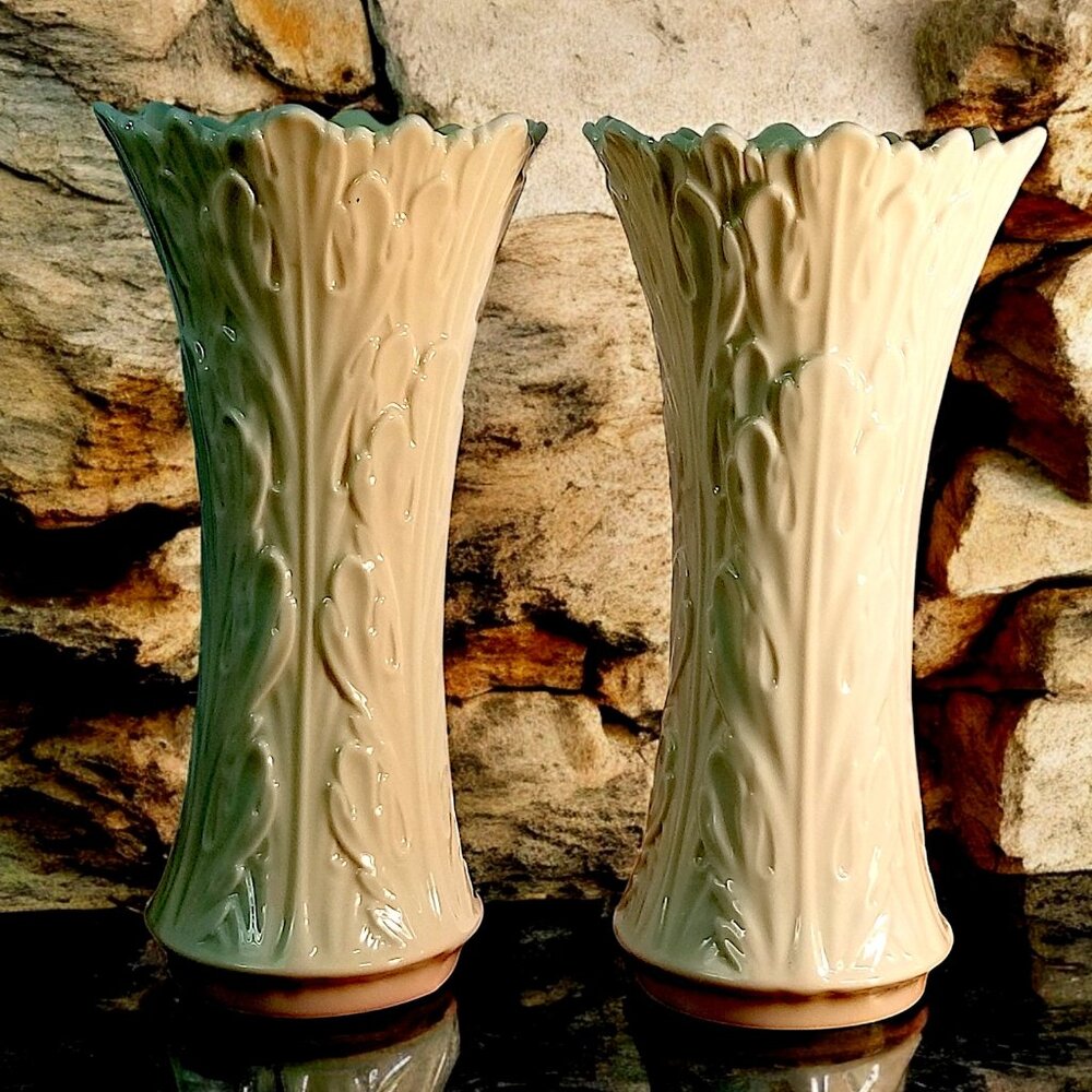 Lenox Woodland Collection Porcelain Vase Embossed Retro Elegance Charm Set-2